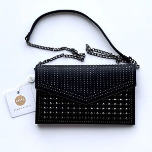 Vegan leather studded crossbody bag, removable strap. Edgy and trendy vibes. NWT